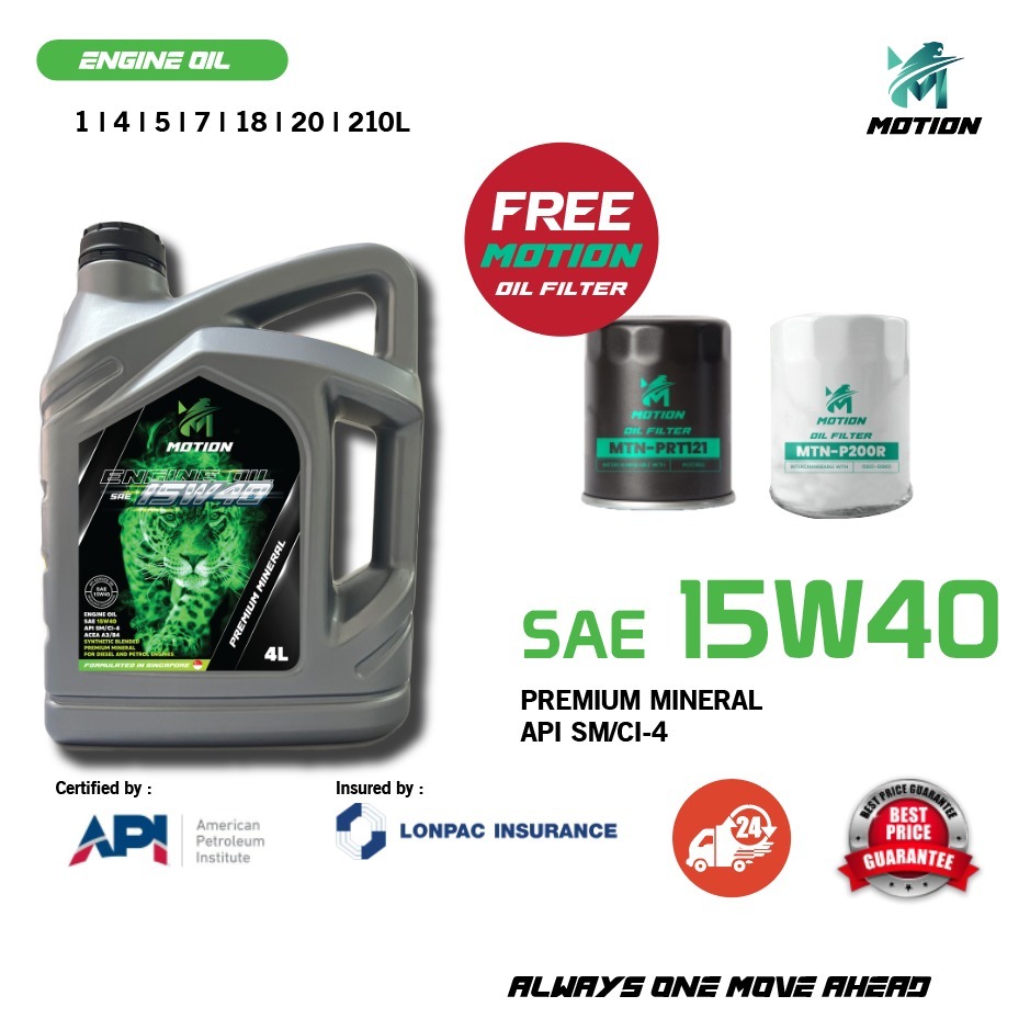 MOTION API SM Mineral Petrol Diesel Engine Oil Car Lubricant (15W40/4L)