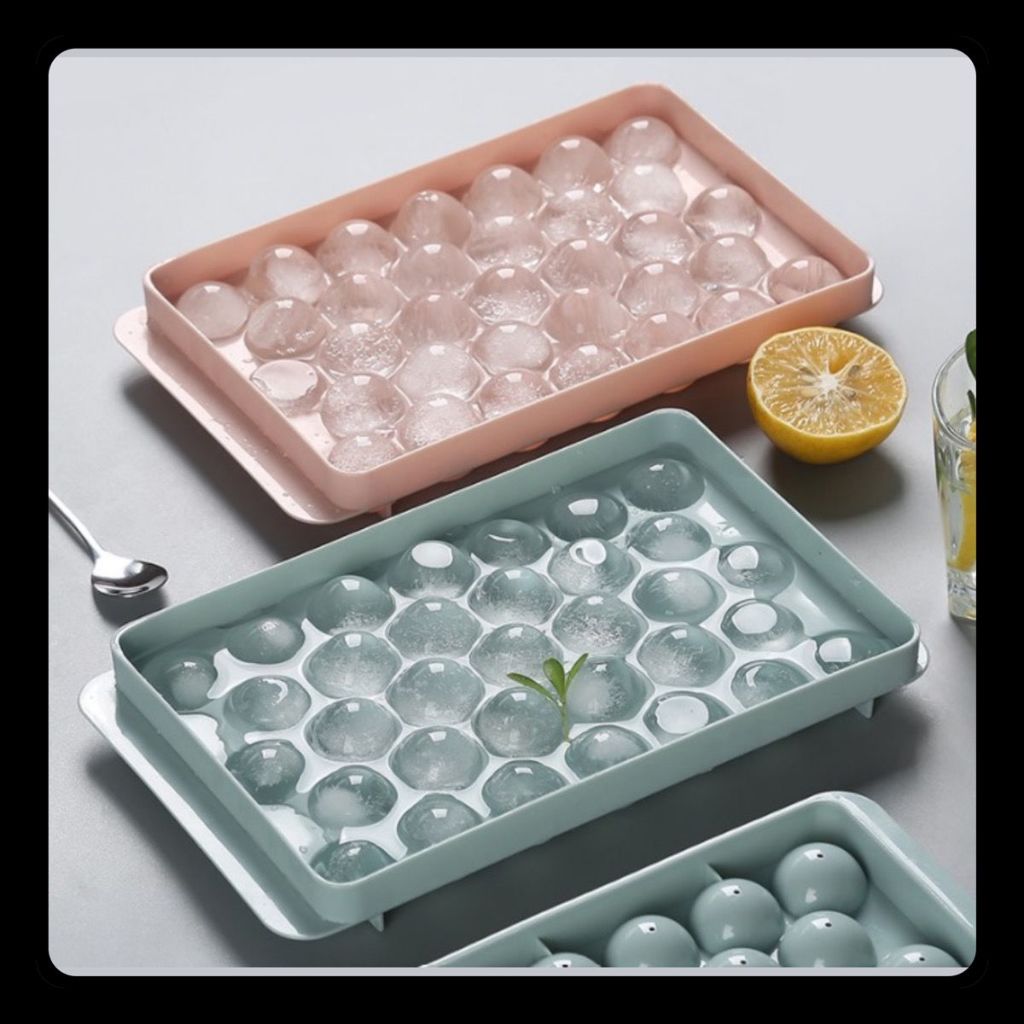 Large Capacity Ice Cube Tray with Lid Bekas Ais Bulat Besar, Acuan Ais Silikon, Mudah Keluarkan Ais, Sempurna utk Parti