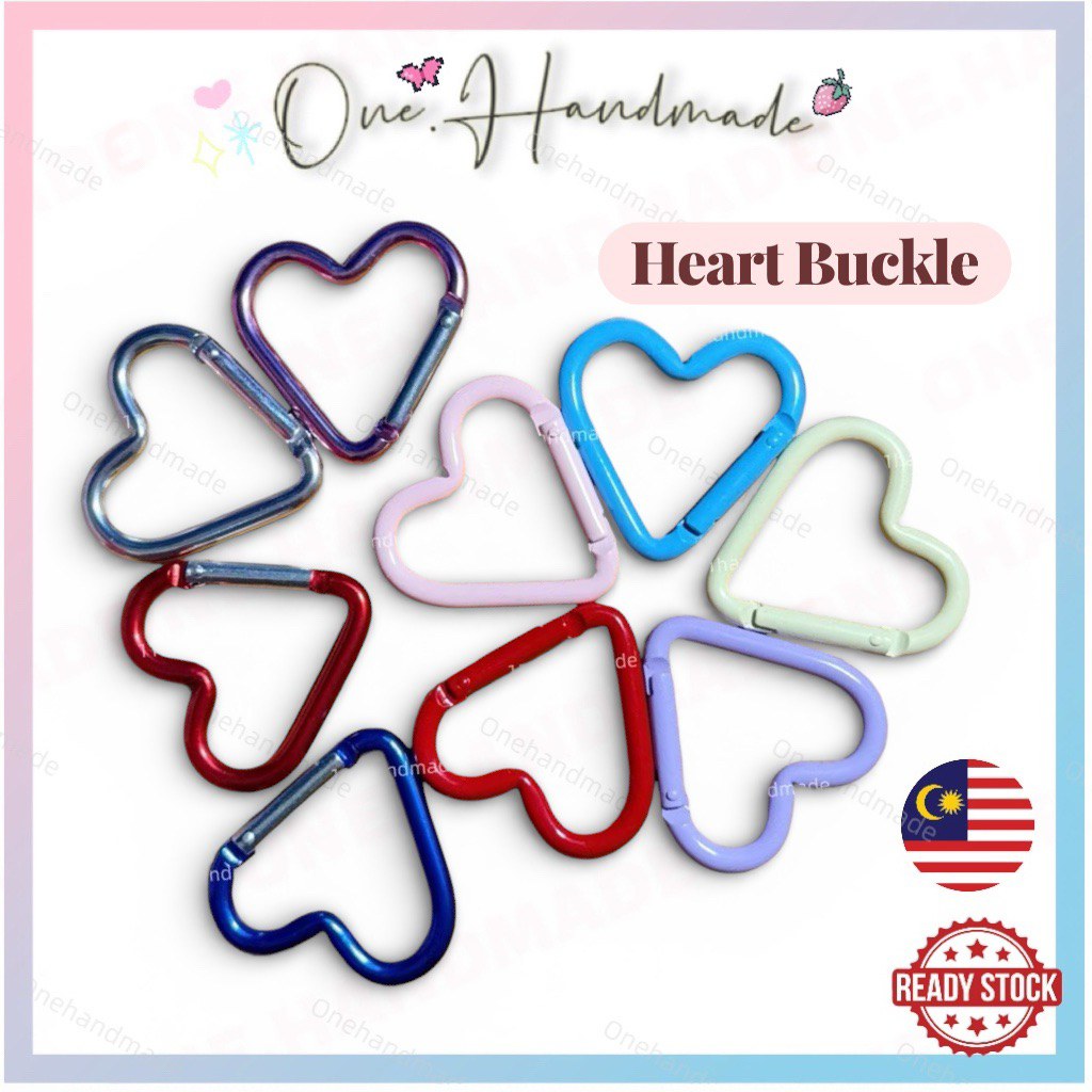 .ReadyStock Color alloy paint love peach heart buckle safety buckle lock DIY keychain accessories backpack small hook