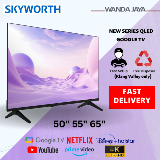 [FAST DELIVERY] Skyworth QLED+ Eye Care Google TV 50'' 55'' 65'' SUE8200 SERIES