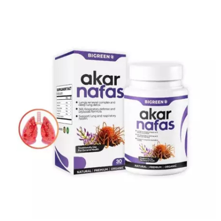Akar Nafas - Sesak Nafas, Batuk Berkahak, Penyakit Asma, Menyokong Kesihatan Paru-Paru - 30 Kapsul