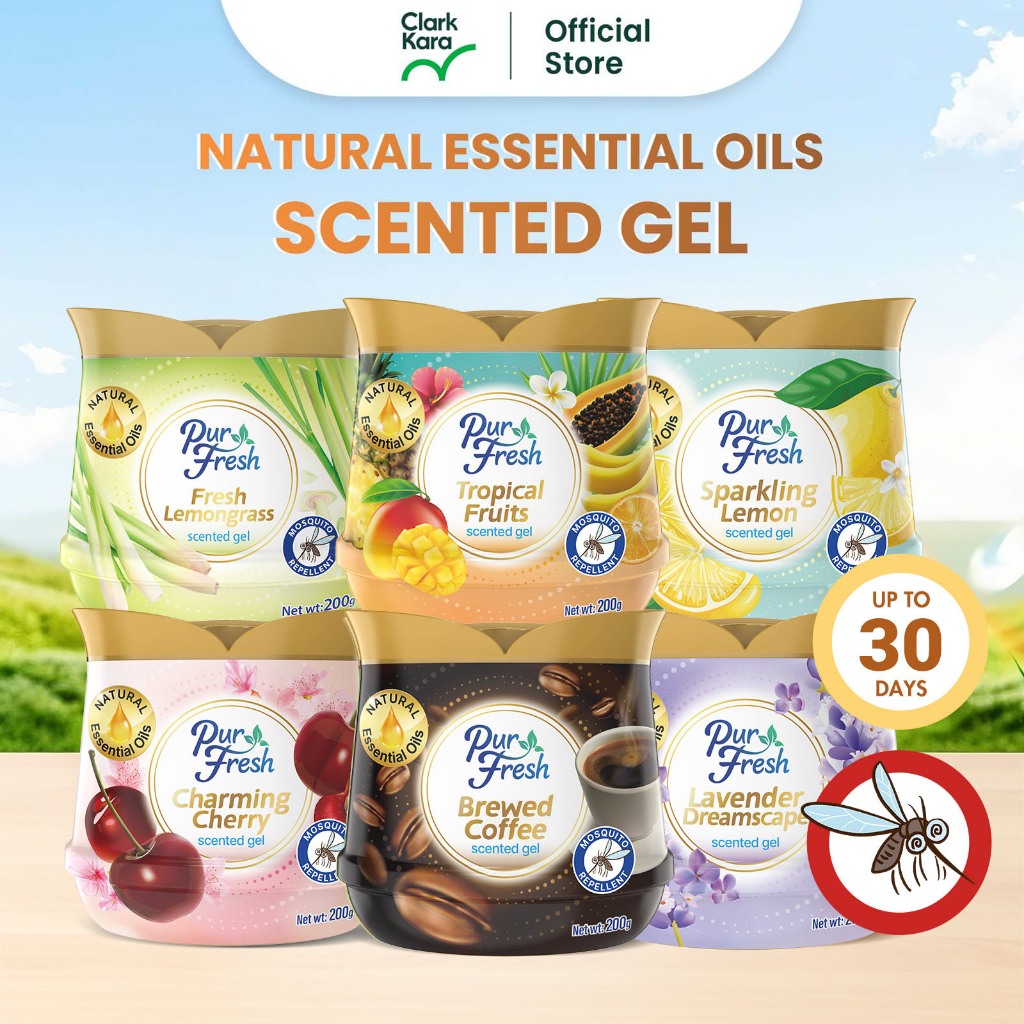 Purfresh 200g Natural Mosquito Repellent Scented Gel | Long-Lasting Solid Fragrance with Essential Oils | For Car & Home