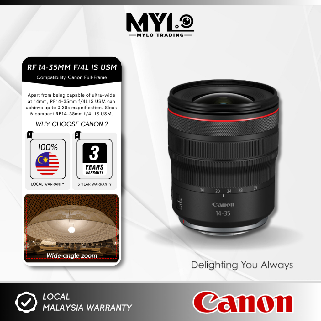 Canon RF 14-35mm F4 L IS USM Lens for EOS R RP R7 R10 R5 R6 R3 (14 - 35mm ) [1 + 2 Year Warranty]