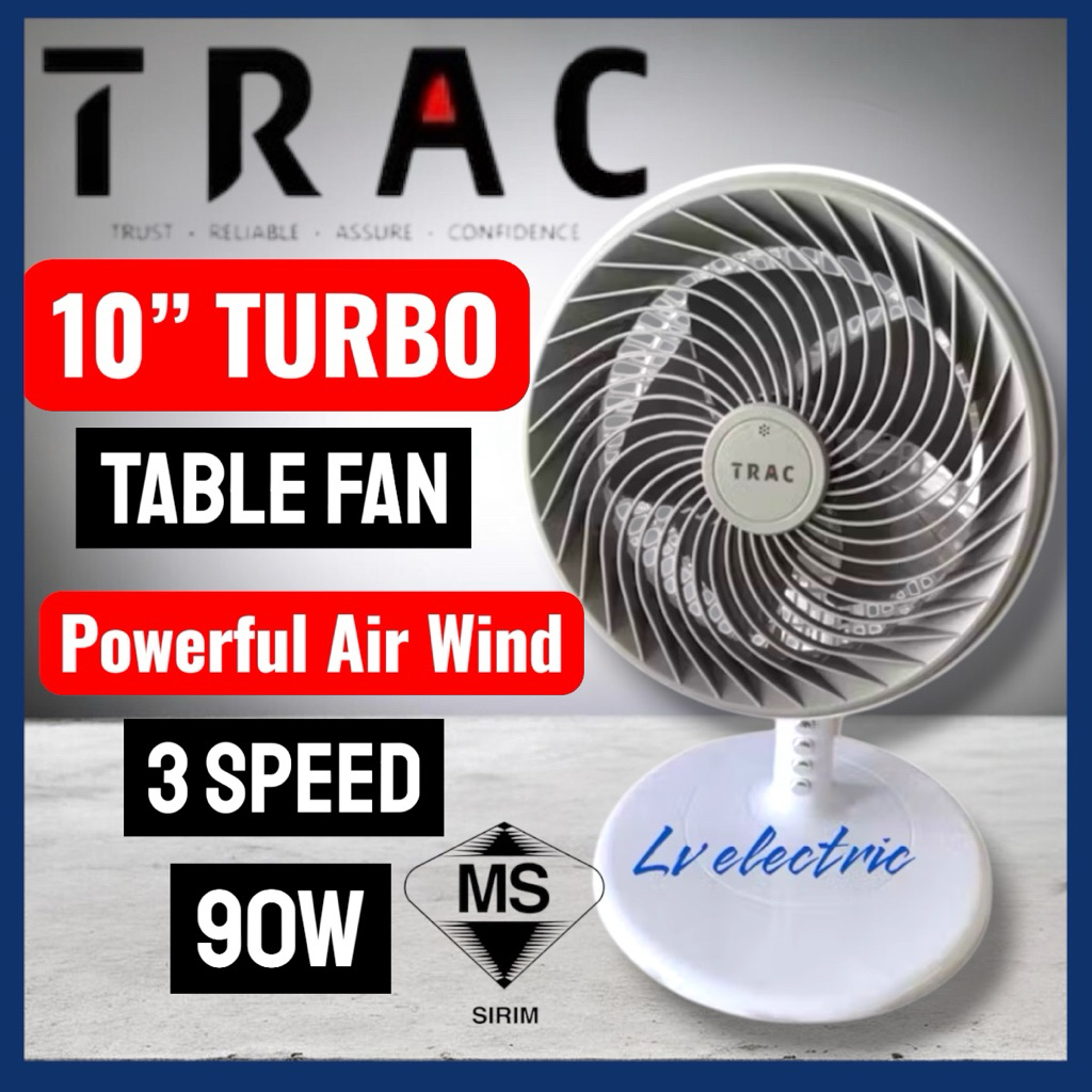 SIRIM TRAC 10" Turbo Table Fan Jet Air Desk Fan / Kipas Meja Kecil Turbo angin Air Circulation Fan
