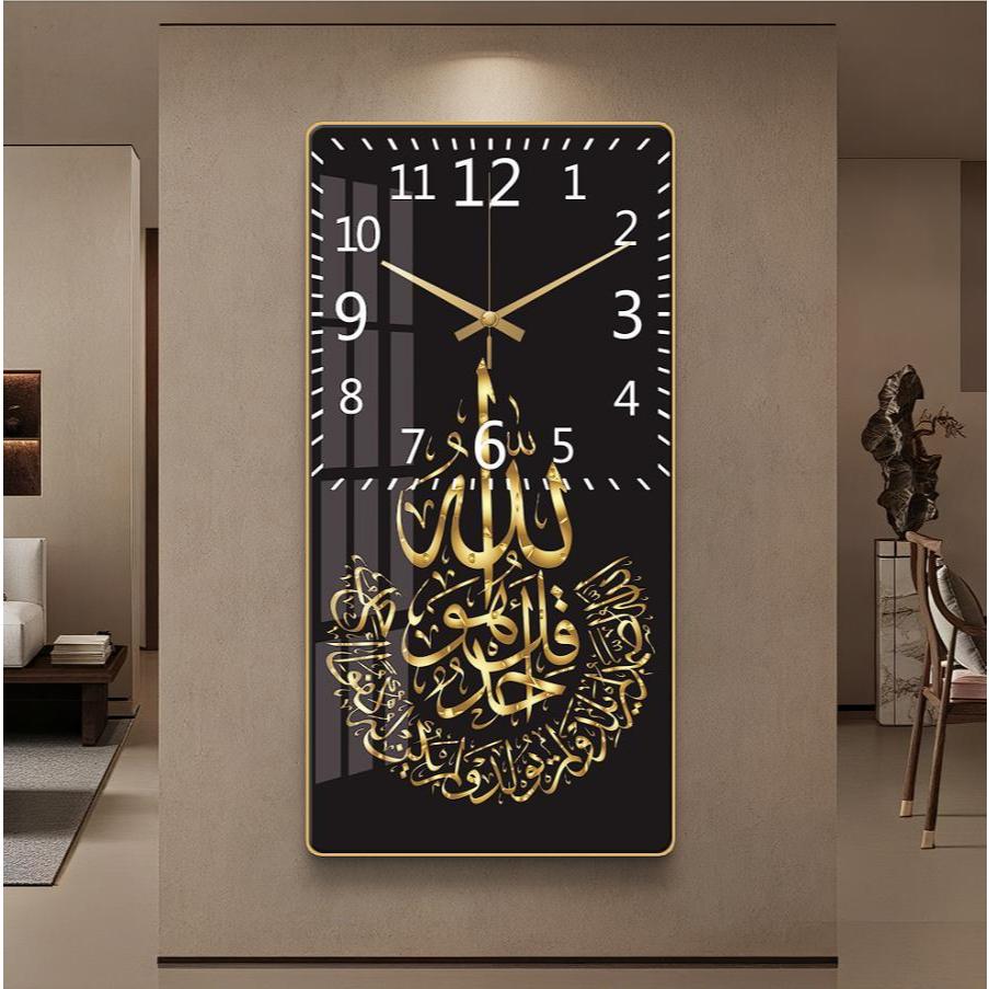 *Ready Stock* Modern Islamic Frame khat Al-Quran Clock Wall Decor Kanvas Hiasan Khat Al-Quran Jam berfungsi Dinding