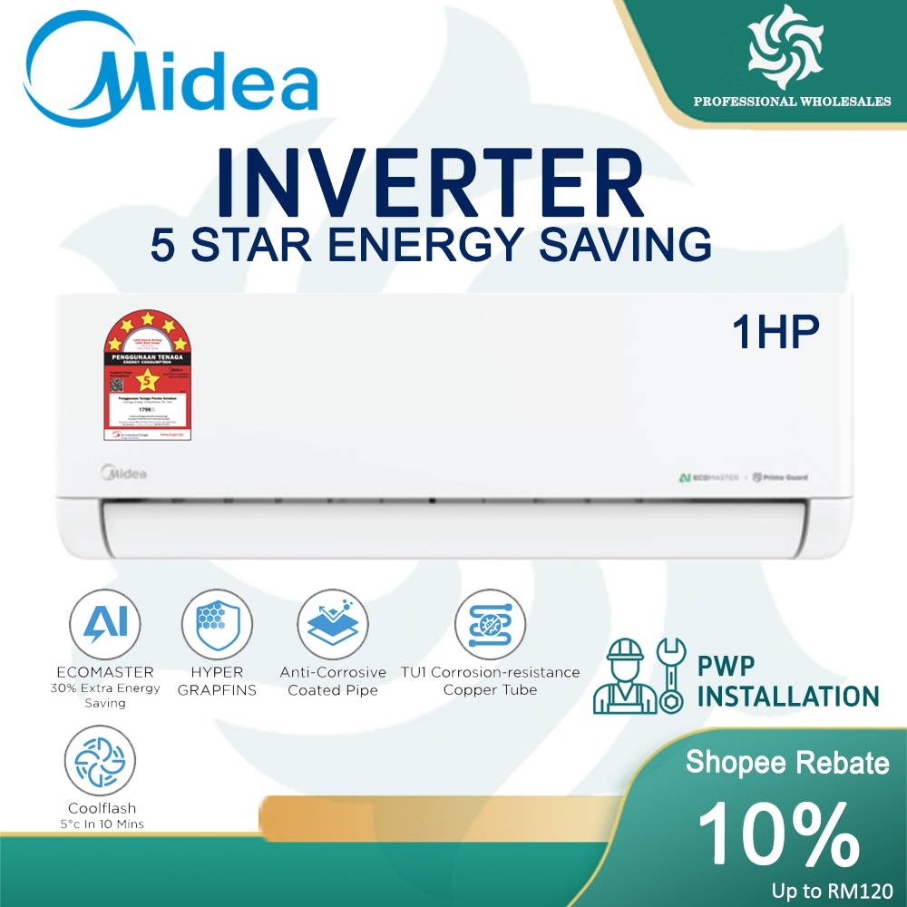 【LOWEST PRICE】MIDEA Inverter Split Wall Mounted 1.0HP - 2.5HP Air-conditioner Aircond / non-inverter aircond