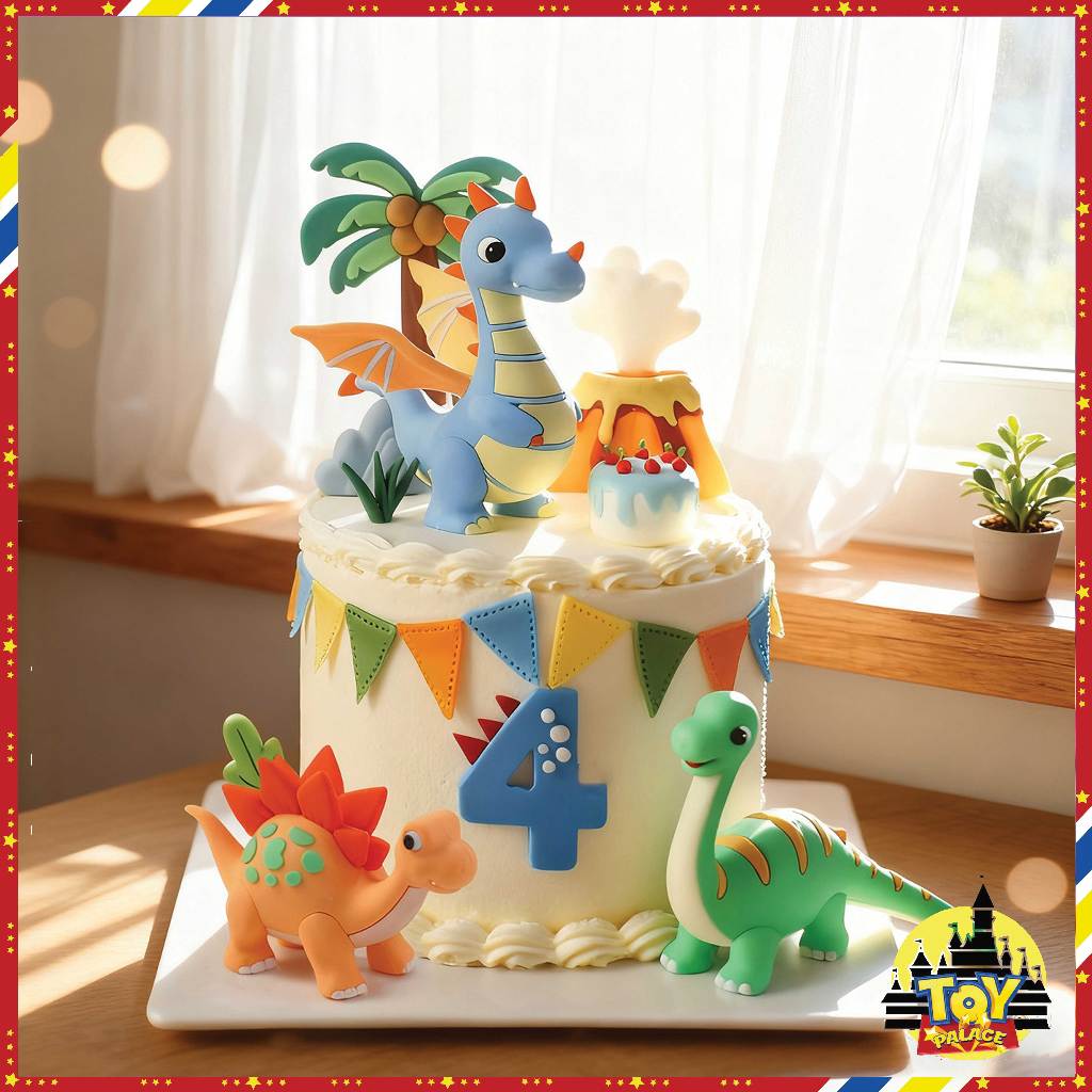 Forest Dinosaur Cake Decoration Doll Cartoon Fire-Breathing Dragon Stegosaurus Long-Necked Dragon Soft Plastic Ornaments
