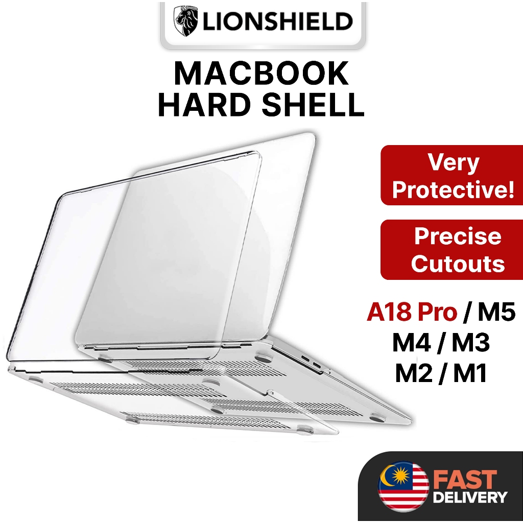 LionShield Macbook Pro / Air / Neo Hard Back Shell Case 13 14 15 16 In M5 M4 M3 2026 2025 24 23 22 21 M2 M1 Casing Cover