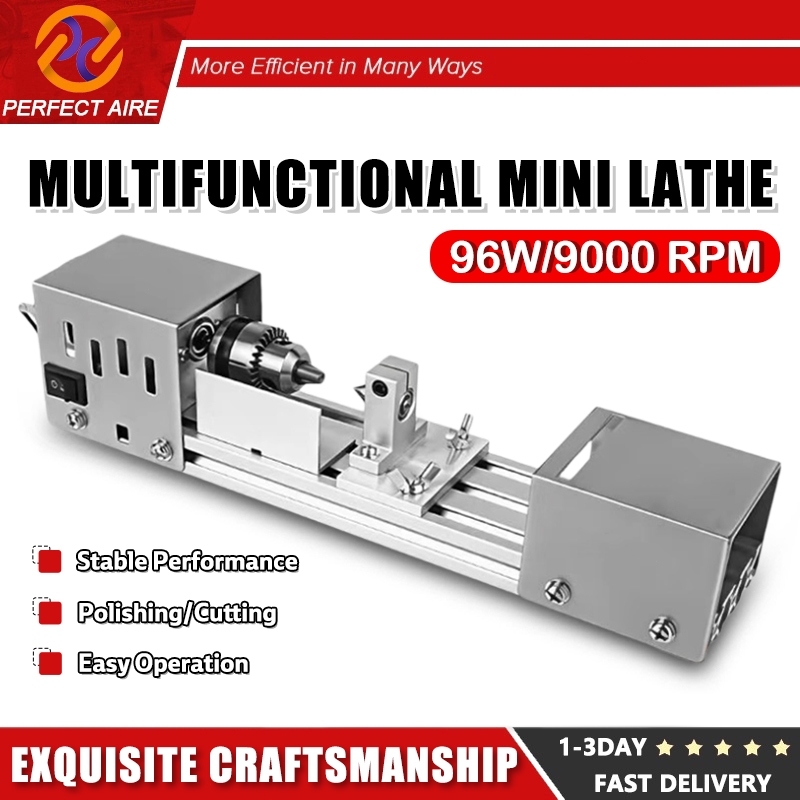 96W Mini Lathe Bead Machine Woodworking DIY Lathe Standard Set Miniature Buddha Statue Bead Drilling and Polishing Tools