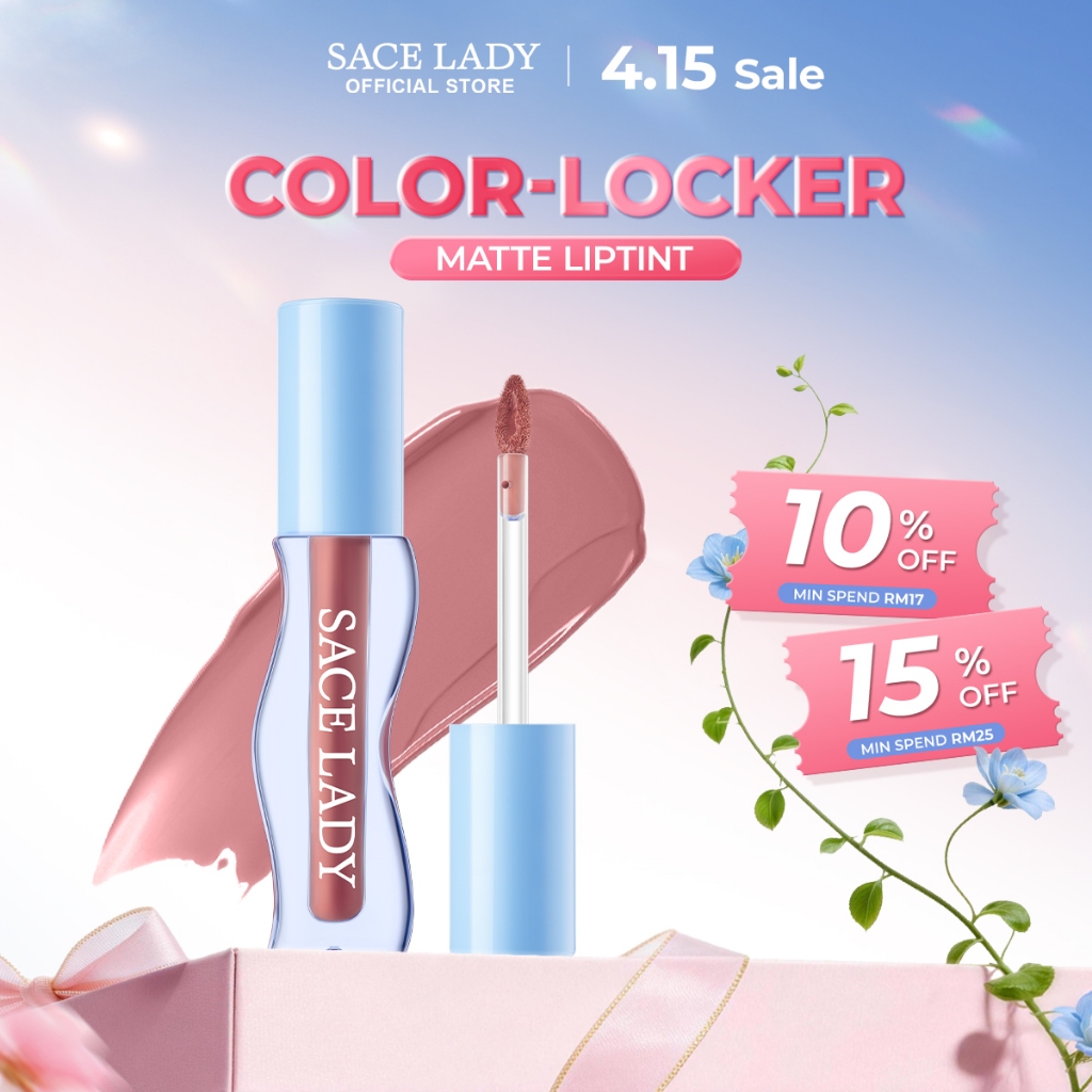 SACE LADY Lipmatte Waterproof Matte Liptint Transfer-proof Lip Tint Long Lasting Matte Finish, Tahan Lama 24 Jam
