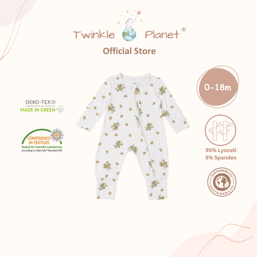 Twinkle Planet Sustainable Choice Lyocell Onepiece Baby Toddler Pyjamas Jumpsuit Growsuit