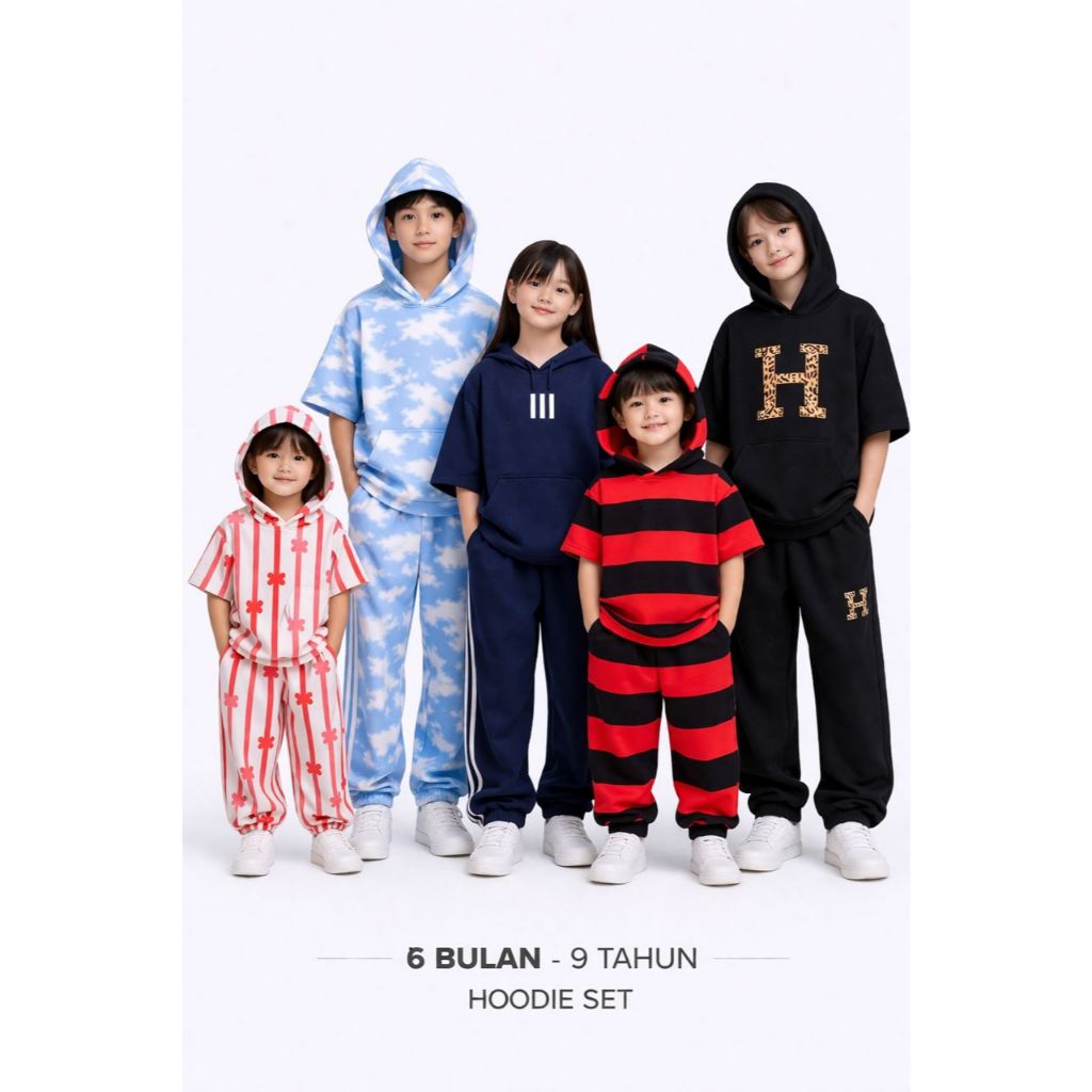 Baby Faybulous Trendy Hoodie Cotton Blend Polyester HipHop Baggy Oversize Streetwear Set Baju Jalan Kanak Budak Clothing