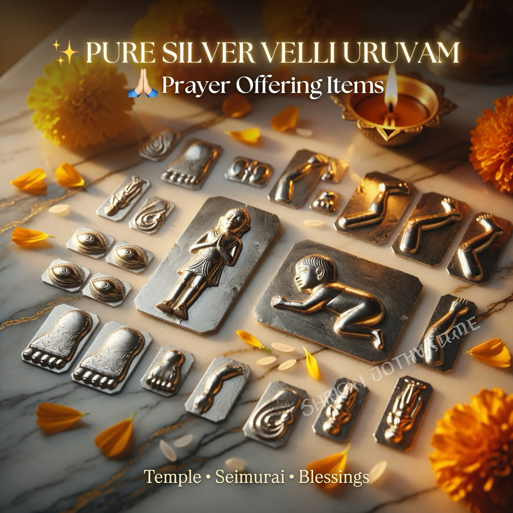 Pure Silver Velli Uruvam Body Parts Offering Ear Eye Hand Leg Hindu Prayer Seimurai Temple Use
