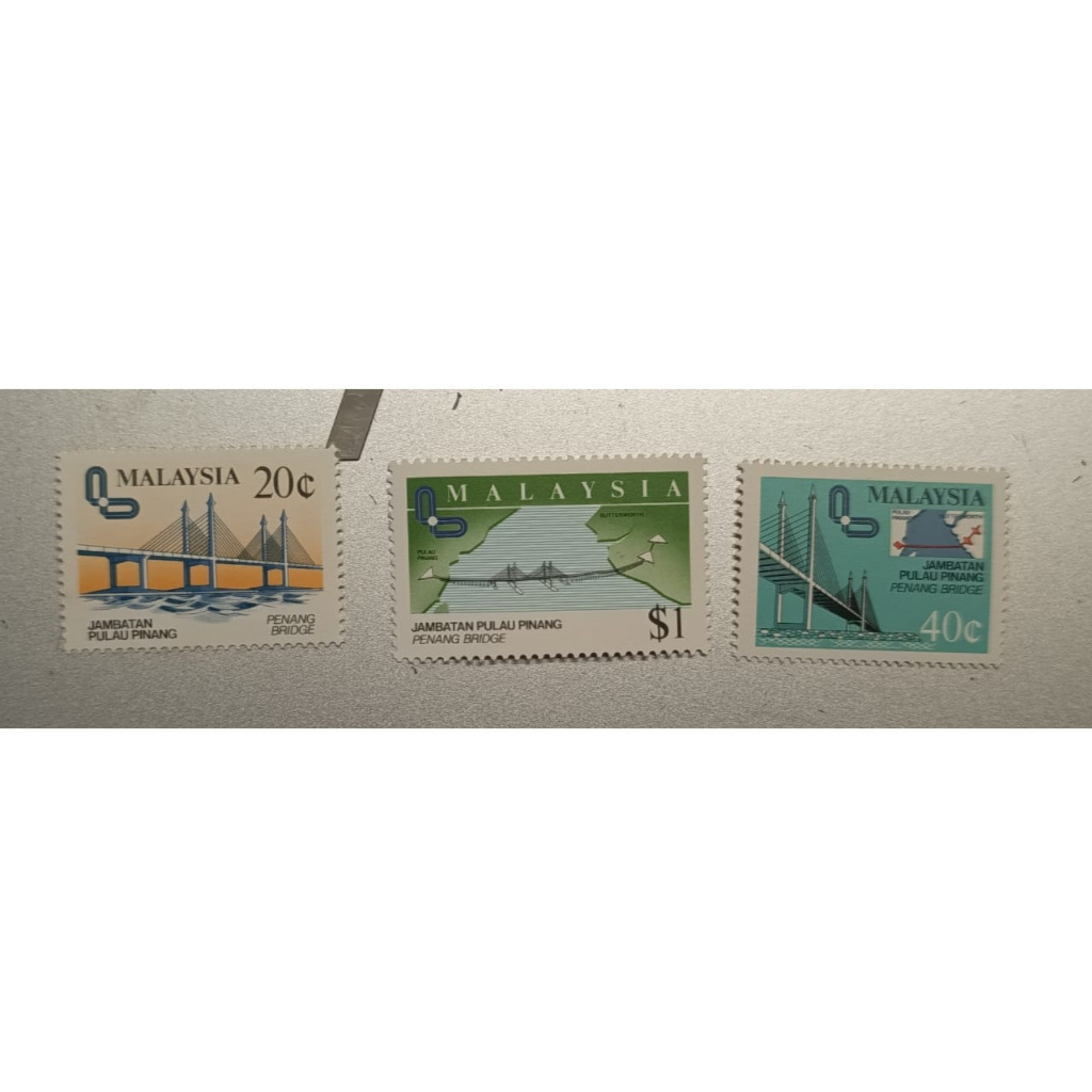 Stamp Jambatan Pulau Pinang Penang Bridge 1985 3v Stamp set - MNH light oned observed