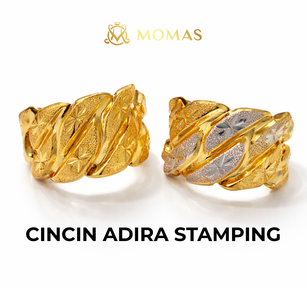 MOMAS CINCIN ADIRA STAMPING Emas 916 Original Cincin Emas 916 Bajet Cincin Fesyen Emas 916 Tulen Cincin Fesyen Emas 916