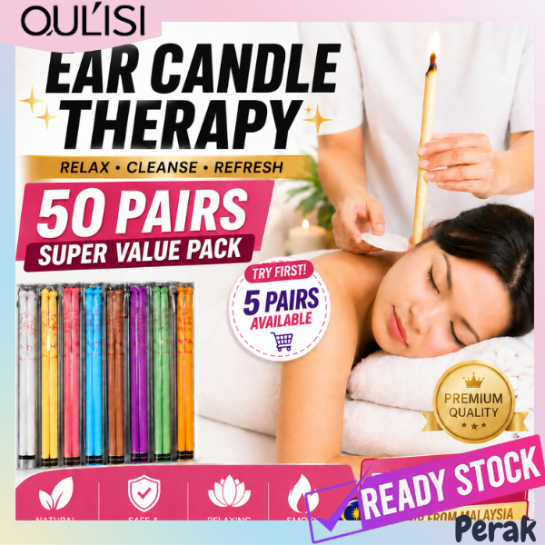 OULISI Ear Candle 5/50 Pair Indian Ear Candling Therapy Spa Relaxes Hollow Cone Premium Lilin Telinga Resdung 香薰耳烛