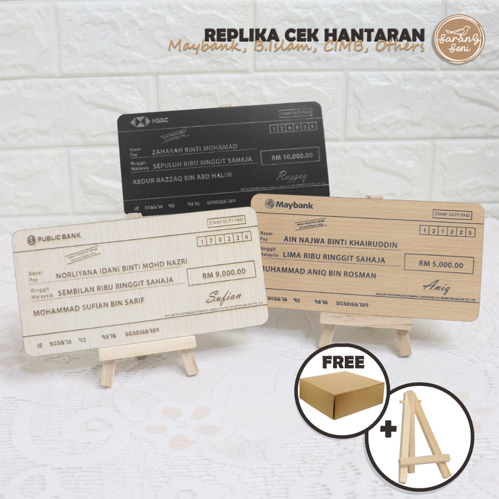 [SIAP 1 HARI] REPLIKA CEK HANTARAN | MAYBANK, B.ISLAM, CIMB, RHB, TABUNG HAJI DLL