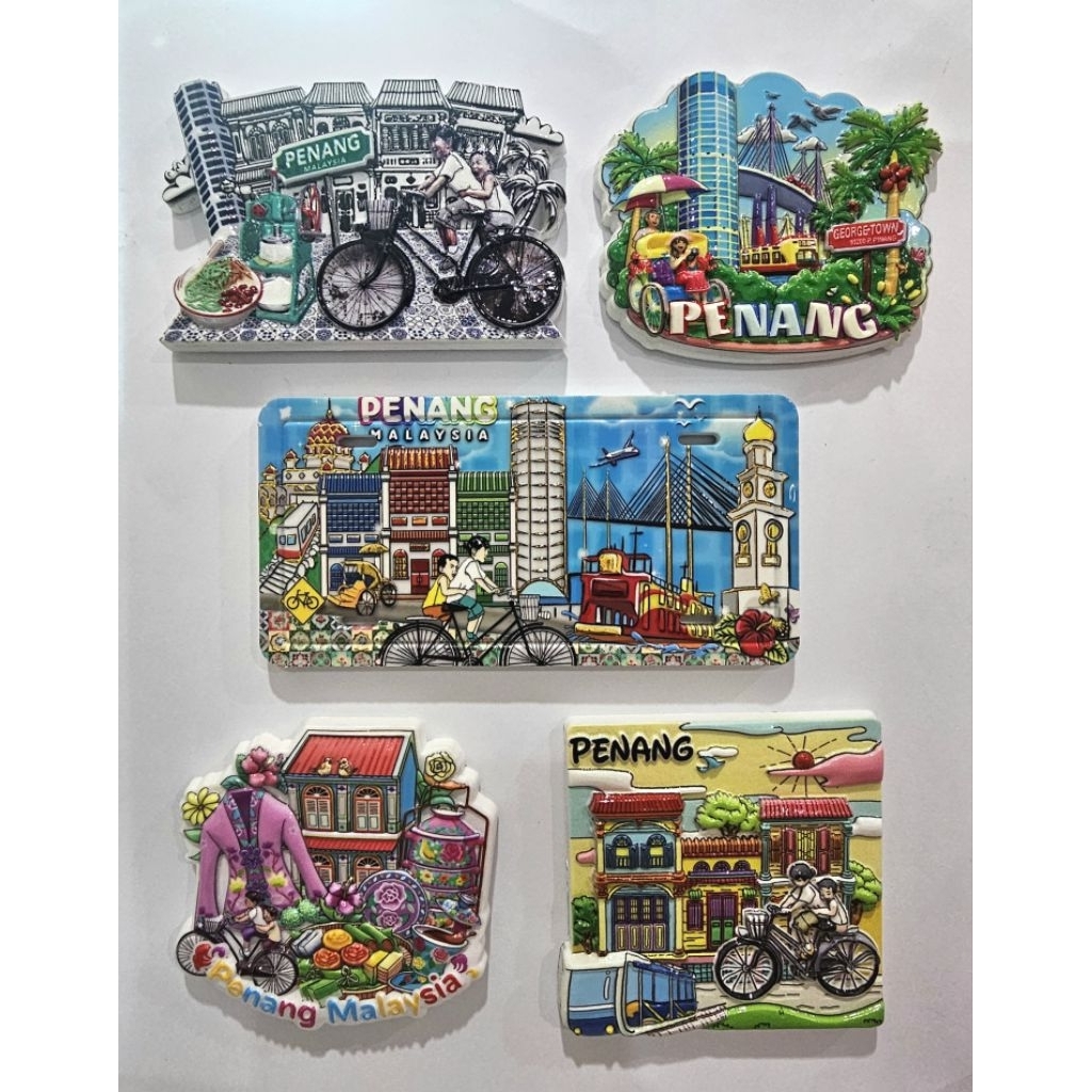 Penang Fridge Magnet Souvenir | Habitat Rainbow SkyWalk | Map | Ferry | Penang Bridge | Souviner | Gifts | Escape