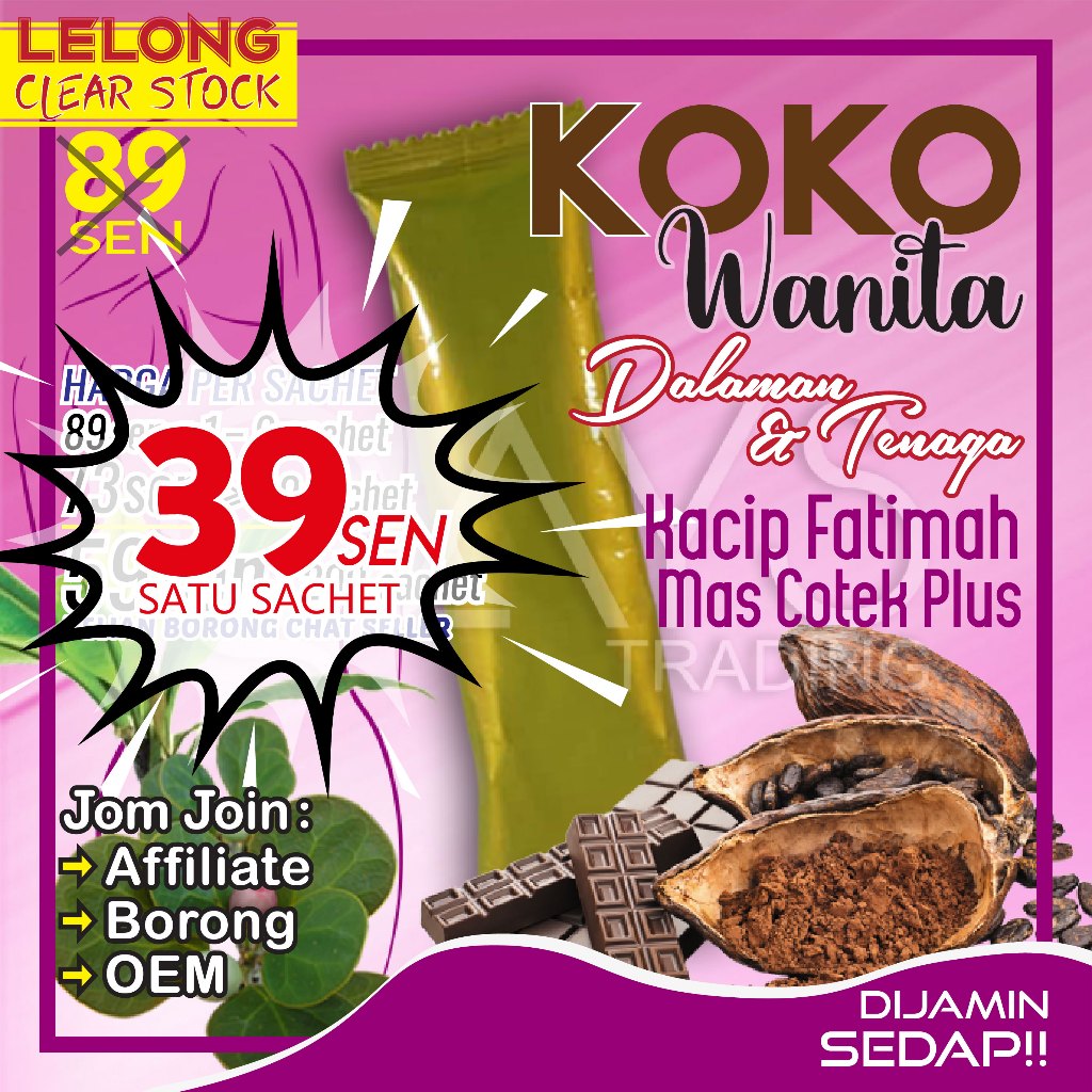 Clear Stock 39sen W3 KOKO HERBA WANITA exp 09/26 Dalaman & Tenaga Wanita