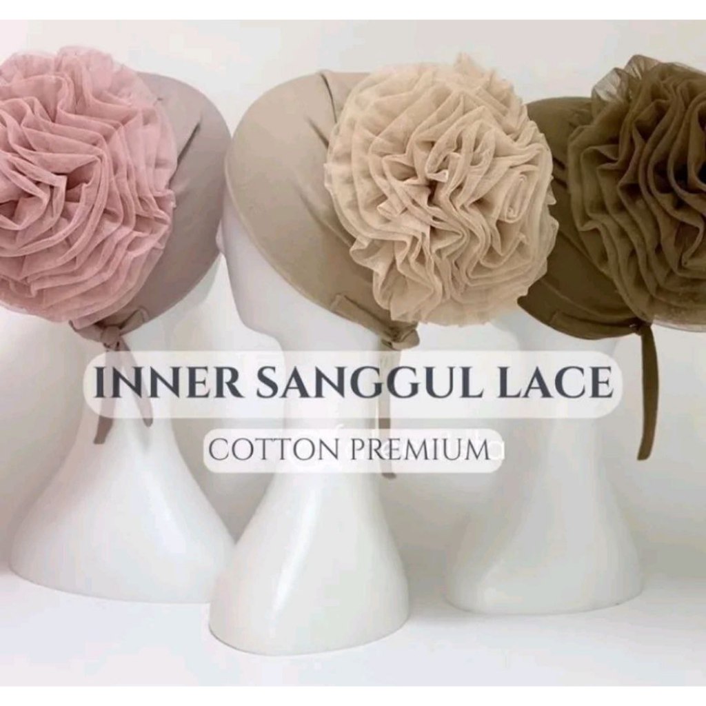 Inner Sanggul Rosette Lace Volumizer Premium Soft Cotton | Instant Tudung Bun Inner Anti-Pening & Comfortable Fit