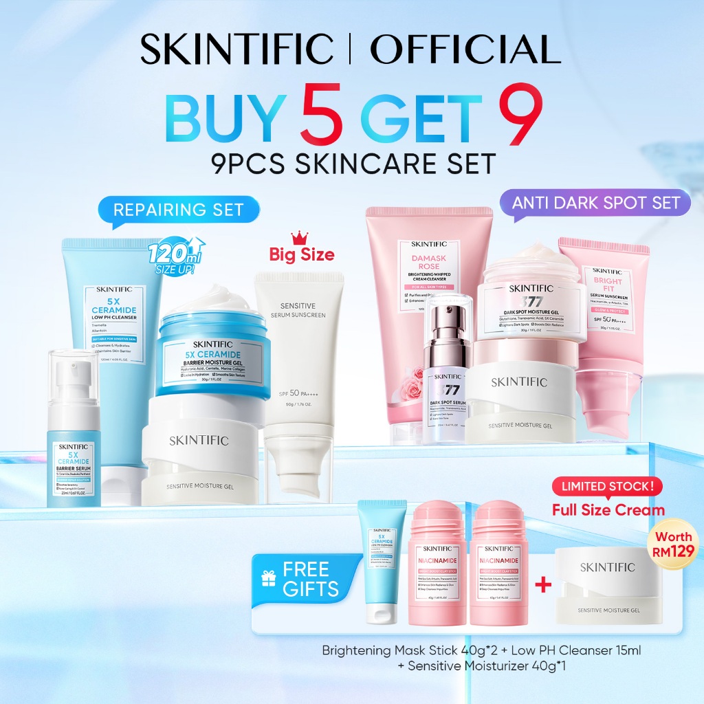 SKINTIFIC Repairing Barrier, Glowing,Fading Spots.PDRN | Moisturiser,Sunscreen,Serum,Cleanser,Toner