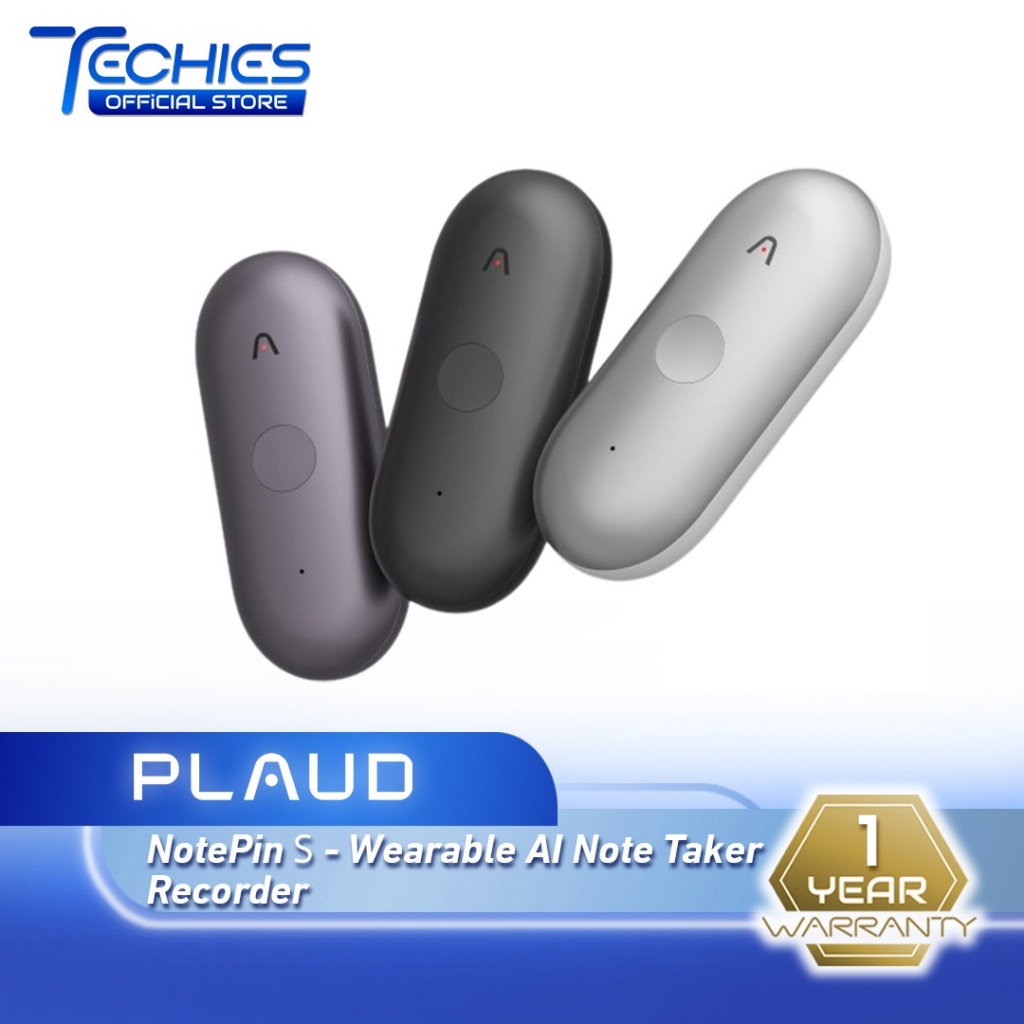 PLAUD NotePin S AI Voice Recorder | Wearable AI Notetaker | AI Transcribe & Summarize - Black/Purple/Silver