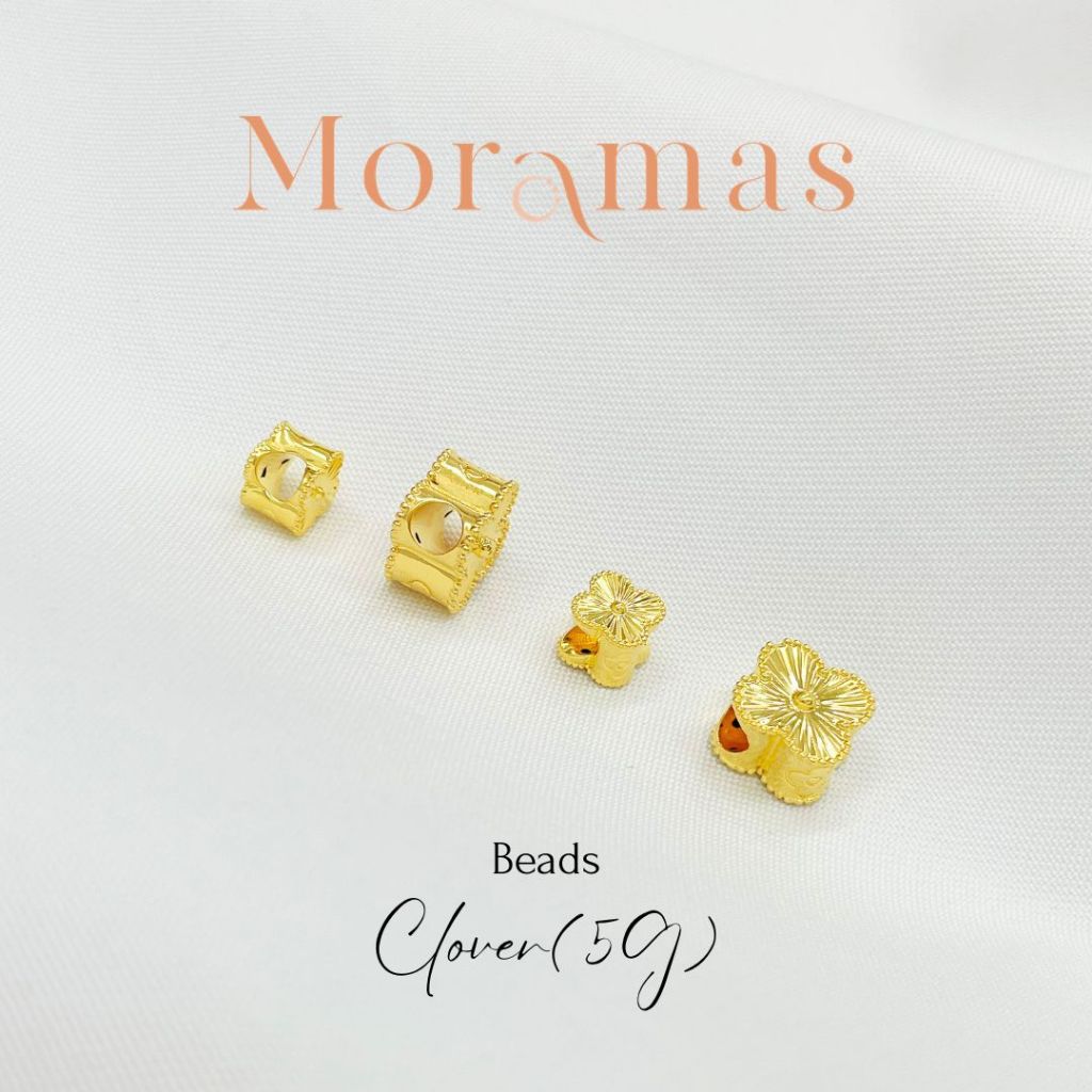 Moramas (5G) Hollow CLOVER Bead 916 Gold/ (5G) Loket V.C CLOVER Kosong Emas 916/四叶草串珠916金 #Charm