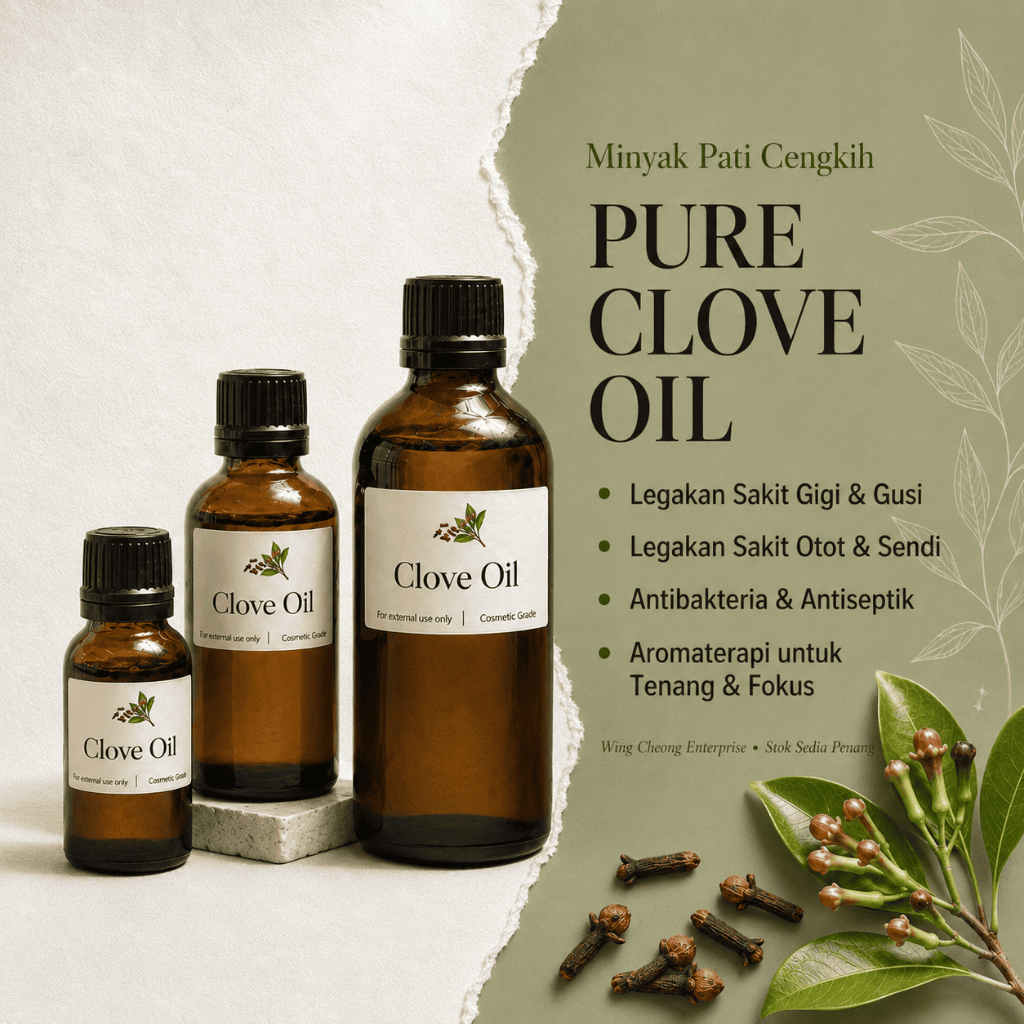 Minyak Cengkih Clove Oil 15ml-1kg | Aromaterapi Urut & DIY | Borong Penang 丁香油