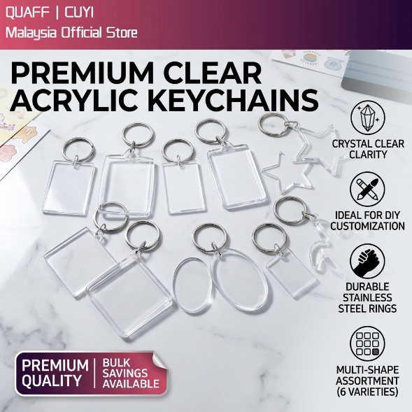 QUAFF Acrylic Photo Insert Keychain Openable, Split Ring 1 Pcs DIY