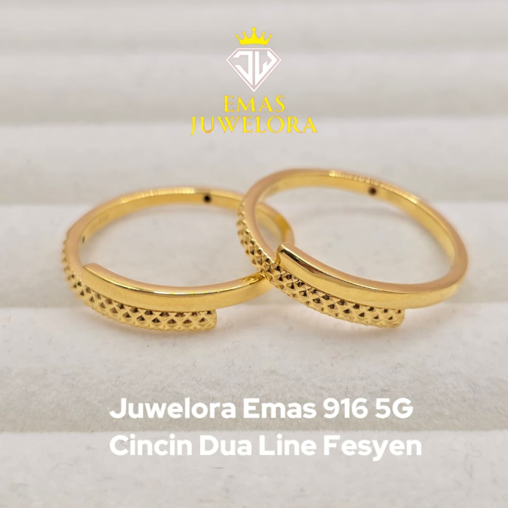 Juwelora Emas 916 3L I Cincin 2 Line Fesyen I Emas 916 #emasbajet #emas916 #emasmalaysia