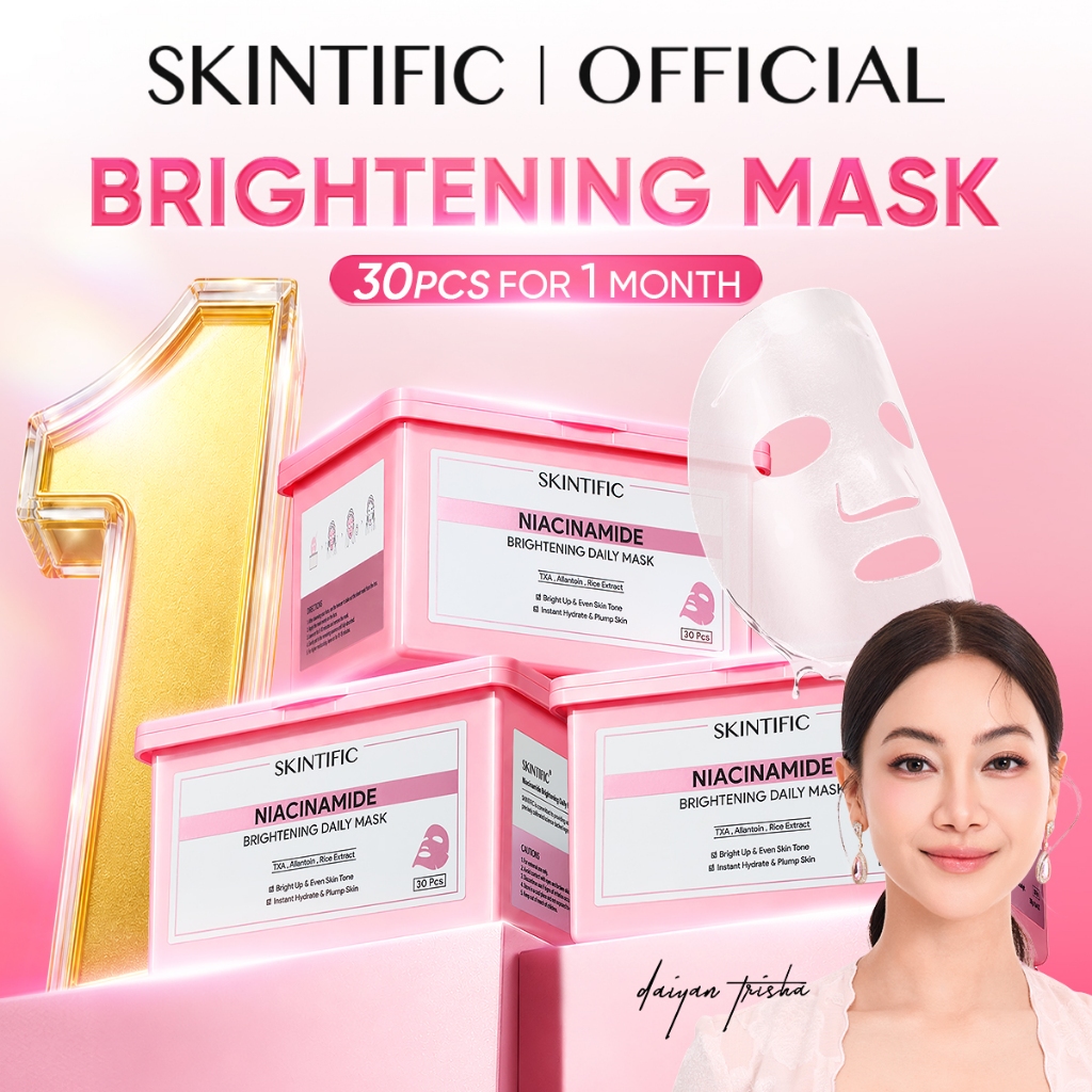 [TOP SELLER]SKINTIFIC Niacinamide Brightening Mask Face Daily Mask Centella 10-minute daily brightening sheet mask 30pcs