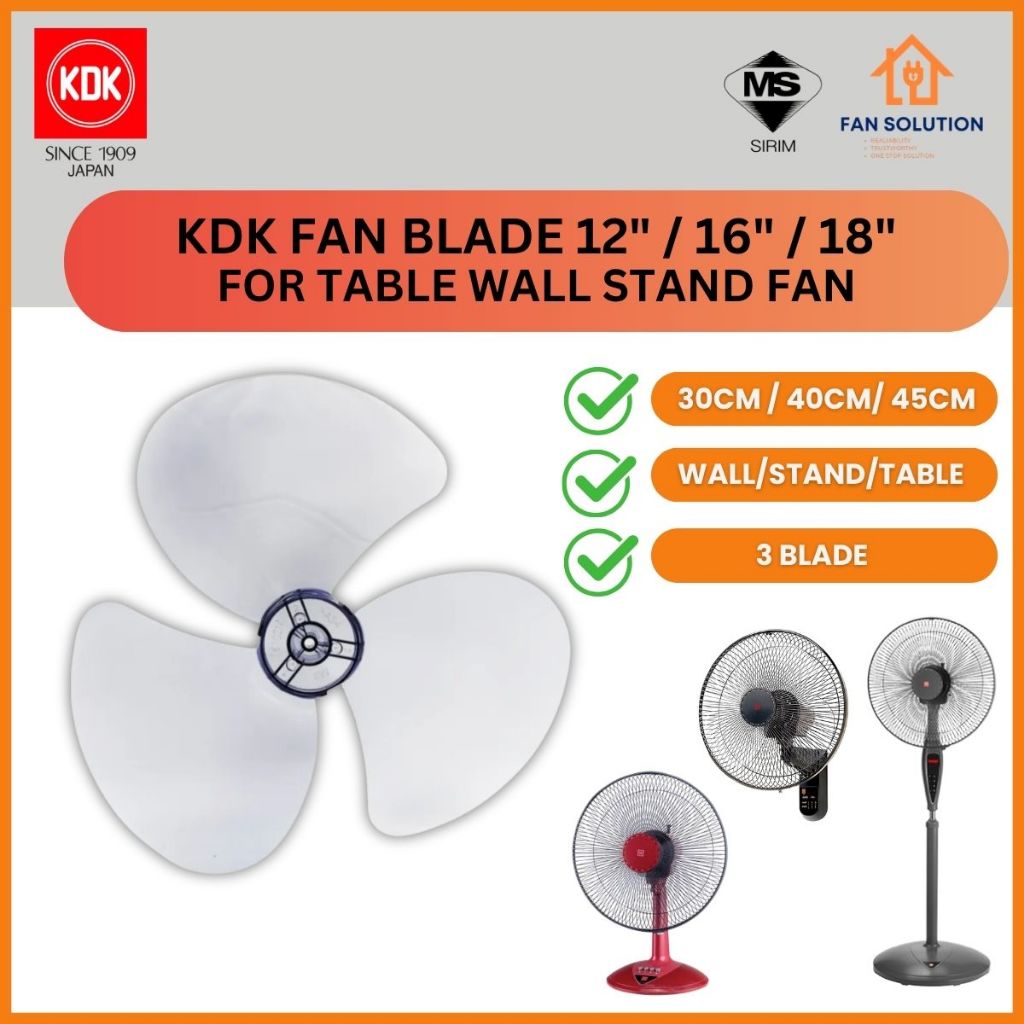 KDK REPLACEMENT FAN BLADE 12" 16” 18" FOR  TABLE FANS, WALL FANS AND STAND FANS