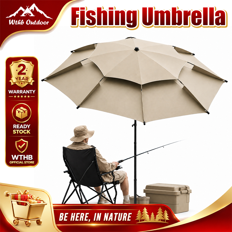 WTHB Fishing Umbrella Adjustable Payung Mancing Beach Besar Portable 360° Camping Patio Umbrella