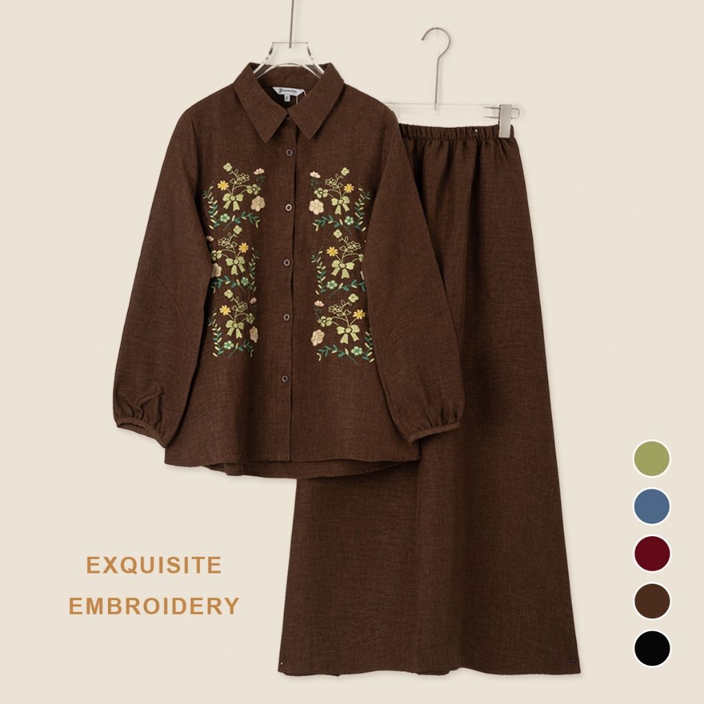 YOUMILIER JAWANA PREMIUM EMBROIDERED BAJU DAN SKIRT CHIC SET YMWM173