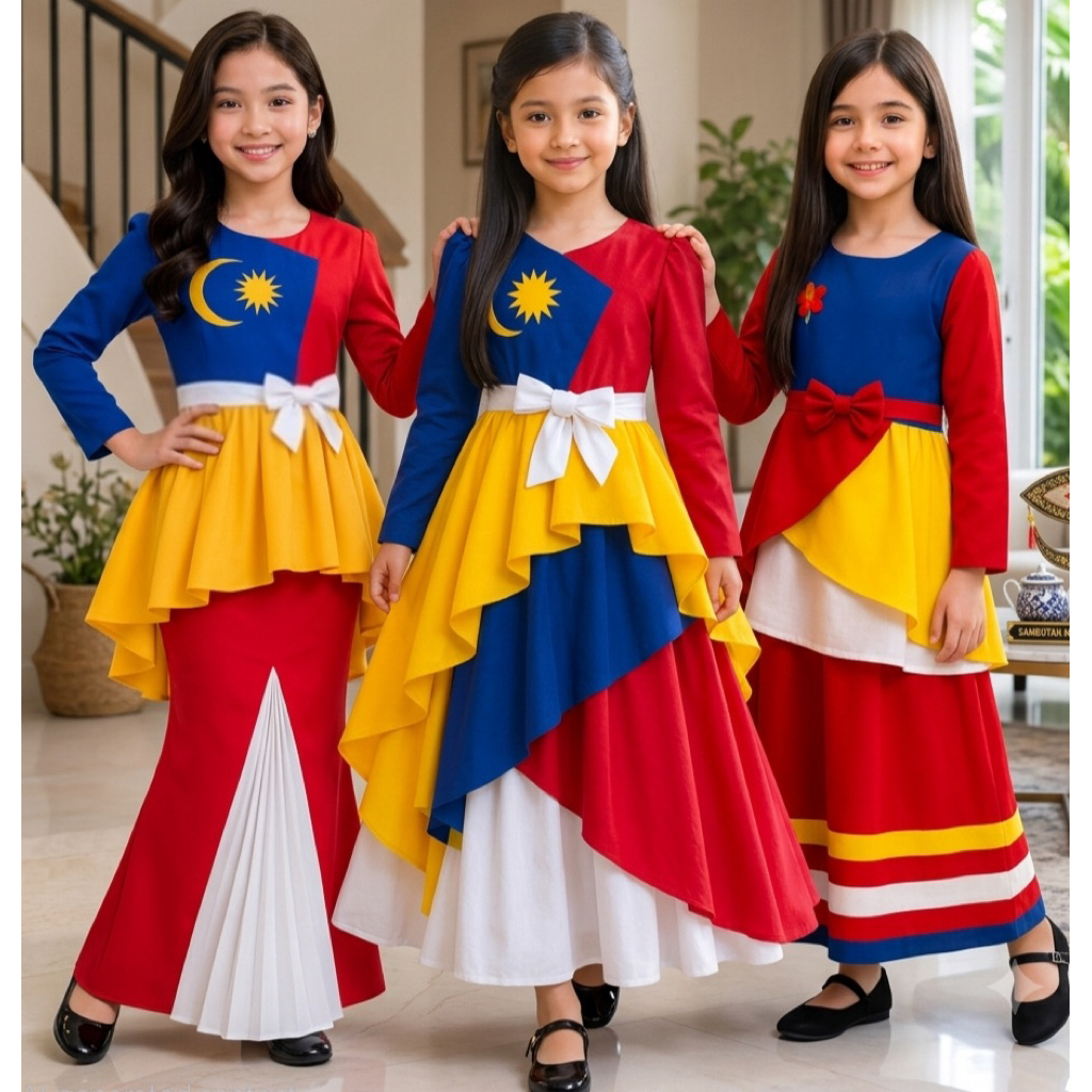 Baju Merdeka Budak Set Dress Lelaki/purumpuan kaine soft premium como-creap size 4yr-14yr