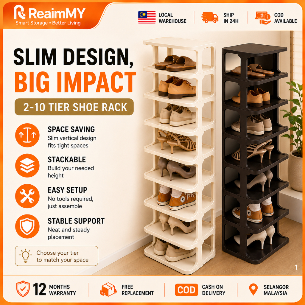 Rak Kasut Shoe Rack Bertingkat Multi-layer Folding Narrow Plastic Simple Organizer Ideal for Small Spaces Lightweight