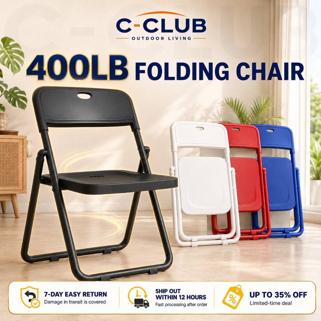 C - Kerusi Lipat Outdoor Folding Chair Foldable Dining Chair Portable Camping Chair Conference Chair Study Chair 折叠椅