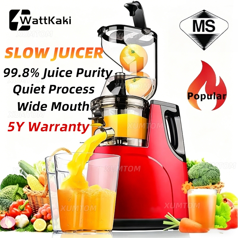 🔥New Upgrade🔥Mesin Jus Perlahan Slow Cold Press Juicer Big Mouth Extractor Blender Masticating Juicer Quiet & Easy Clean
