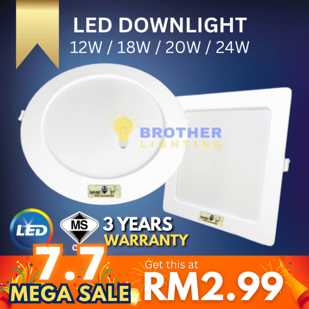 [SIRIM] LED Downlight Round Square 6W 9W 12W 18W 20W 24W 4" 6'' 8" Recessed Downlight Panel Celling Lampu Daylight Warm