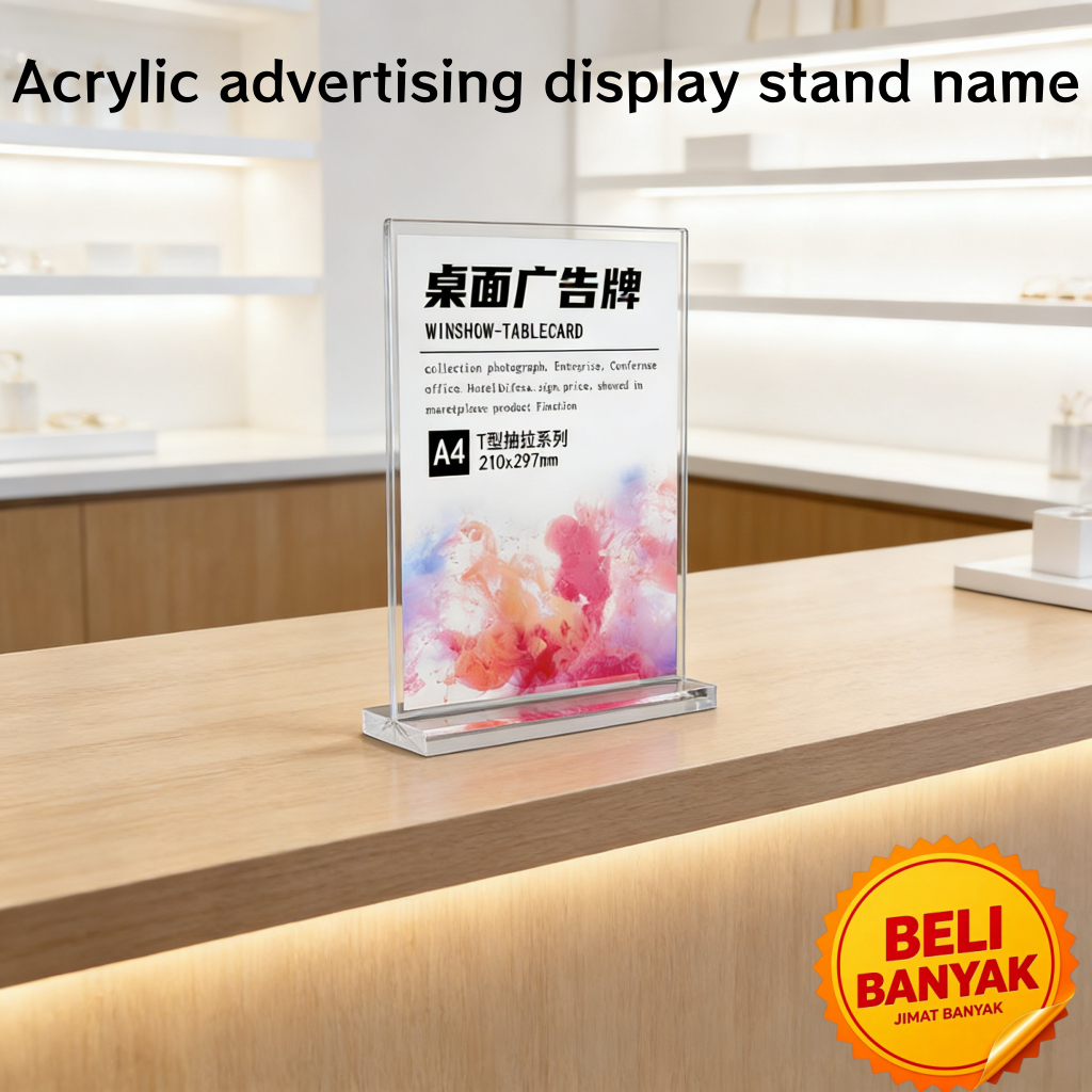 Pemegang Papan Tanda Akrilik A4 A5 | Acrylic Table Sign Holder | Restoran Hotel Pejabat Profesional