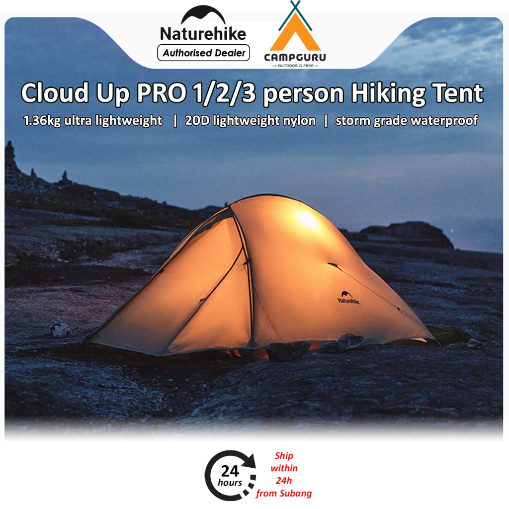 Naturehike CLOUD UP PRO Series Ultralight Camping Tent 1/2/3Person Waterproof 20D Nylon Aluminum CNK2350WS020 Hiking