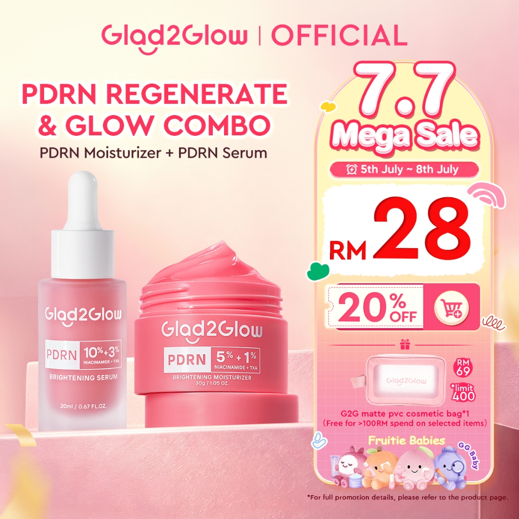 [ New Launch ] Glad2Glow PDRN 10% NIACINAMIDE 3% TXA BRIGHTENING SERUM 3in1 Glow Brighten Fades Dark Spots Plumps