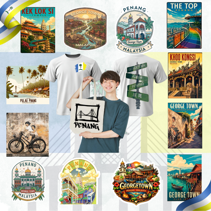 PULAU PINANG Series | DTF Heat Transfer Sticker | HD Print | Easy Iron | TShirt Tote Bag Hoodie Msia