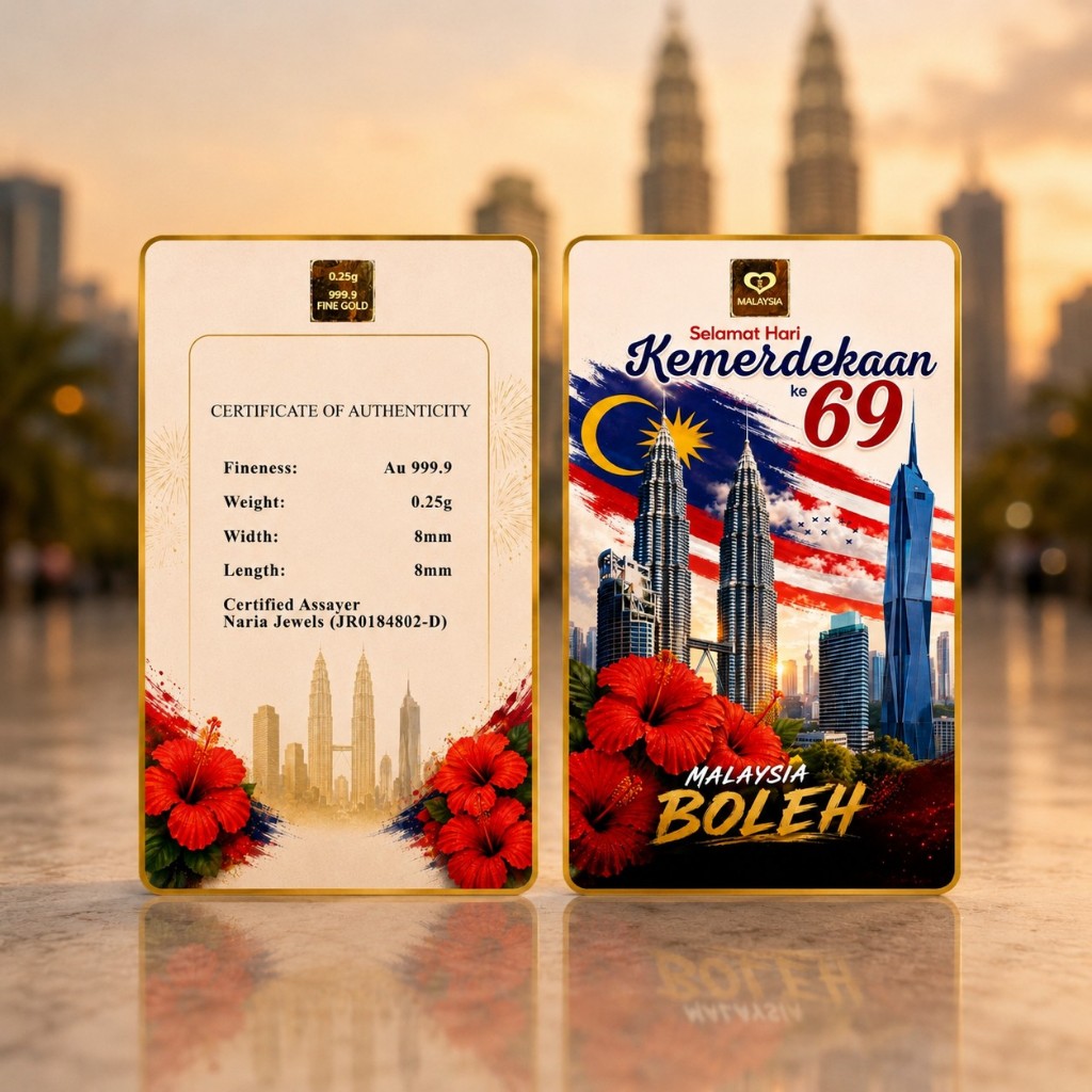 Naria 999.9/24K Gold Bar 0. Edisi Merdeka 69 Malaysia Pelaburan Emas Investment&hellip;