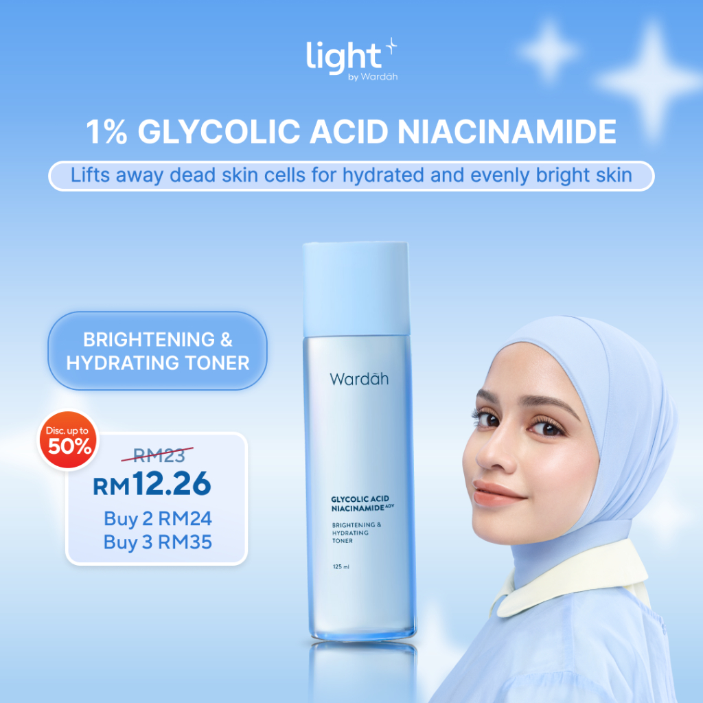 Wardah Brightening & Hydrating Toner 125 ml | Halal Certified, Niacinamide with ADV Technology, Glycolic Acid, Smooth