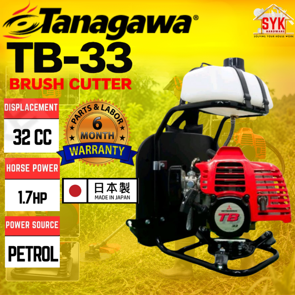 SYK Tanagawa Original Mitsubishi TB-33 Brush Cutter Set Heavy Duty Grass Cutter Machine Japan Lawn Mower Mesin Potong Ru