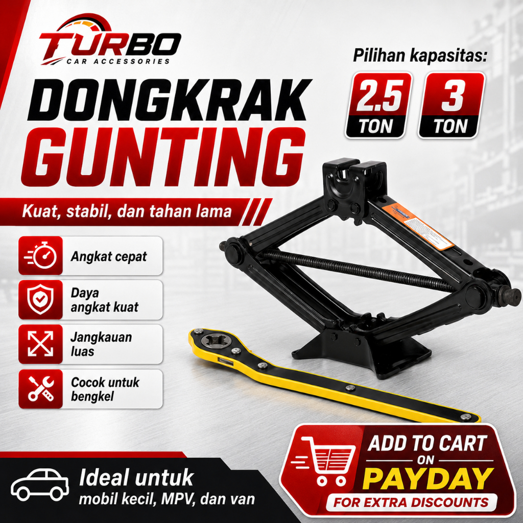 3Ton car Scissor Jack Kit with Lug Wrench Labor-saving Car Emergency Jek Kereta