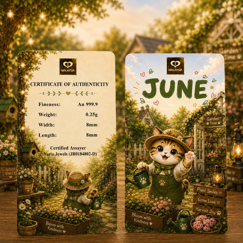 Naria 999.9/ 24k 0.25gm Gold Bar Cute cat June Limited Edition Koleksi&hellip;