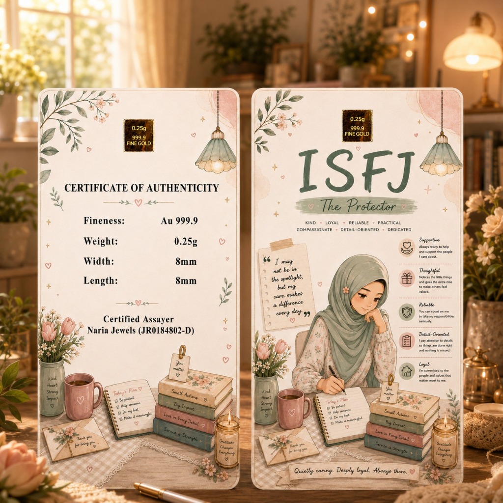 Naria 999.9/24K Gold Bar 0.25gm Design ISFJ Personality MBTI Collection Emas Tulen&hellip;