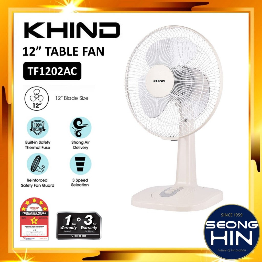 KHIND 12" Table Fan TF1202AC / 16" Table Fan TF1610SE Kipas Meja 16inch Desk Fan Kipas Rendah